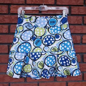 Pickleball Bella Drop Pleat Skort DINK 1 Sz 2 (10-12) Blue Green Athletic Skirt